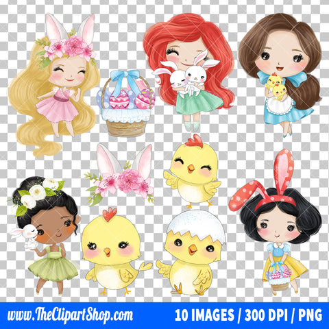 Disney Princess Easter Clipart PNG Bundle
