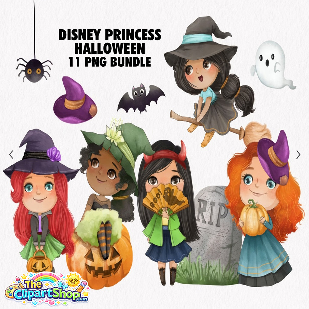 Disney Princess Halloween Clipart PNG Bundle #2
