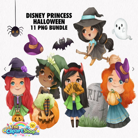 Disney Princess Halloween Clipart PNG Bundle #2