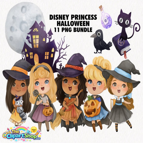 Disney Princess Halloween Clipart PNG Bundle #3