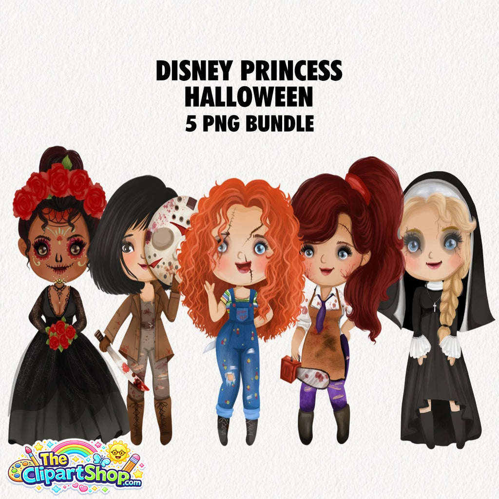 Disney Princess Halloween Clipart PNG Bundle #4