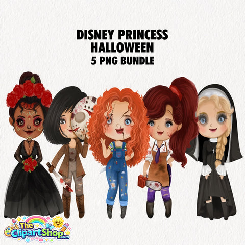 Disney Princess Halloween Clipart PNG Bundle #4