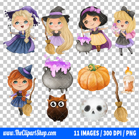 Disney Princess Halloween Clipart PNG Bundle