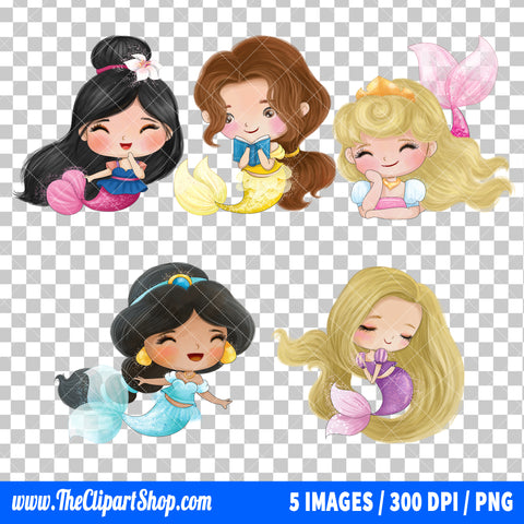 Disney Princess Mermaid Clipart PNG Bundle #2