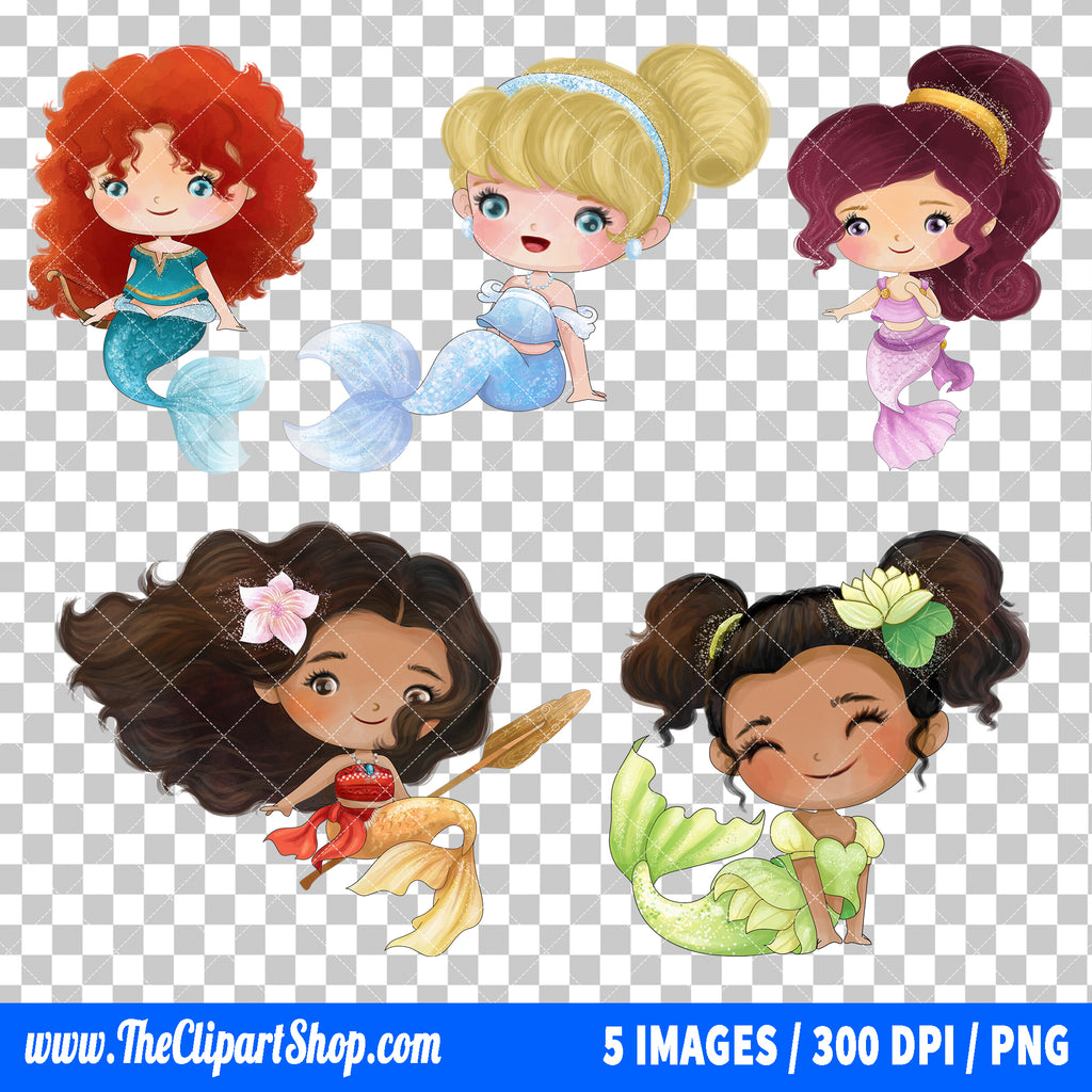 Disney Princess Mermaid Clipart PNG Bundle #3