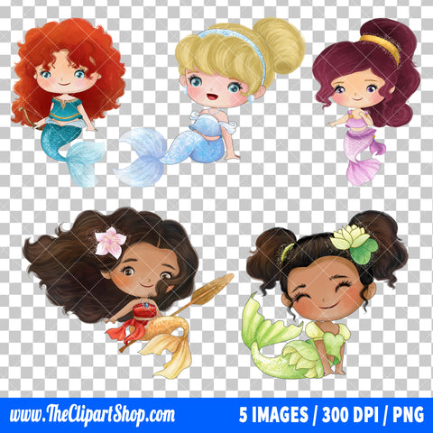 Disney Princess Mermaid Clipart PNG Bundle #3