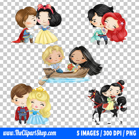 Disney Princess Valentine Clipart PNG Bundle #2