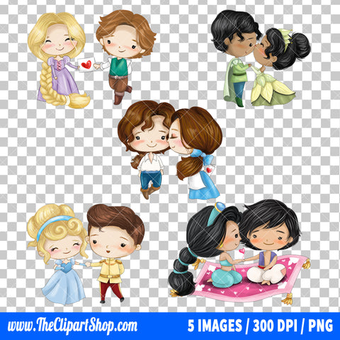 Disney Princess Valentine Clipart PNG Bundle