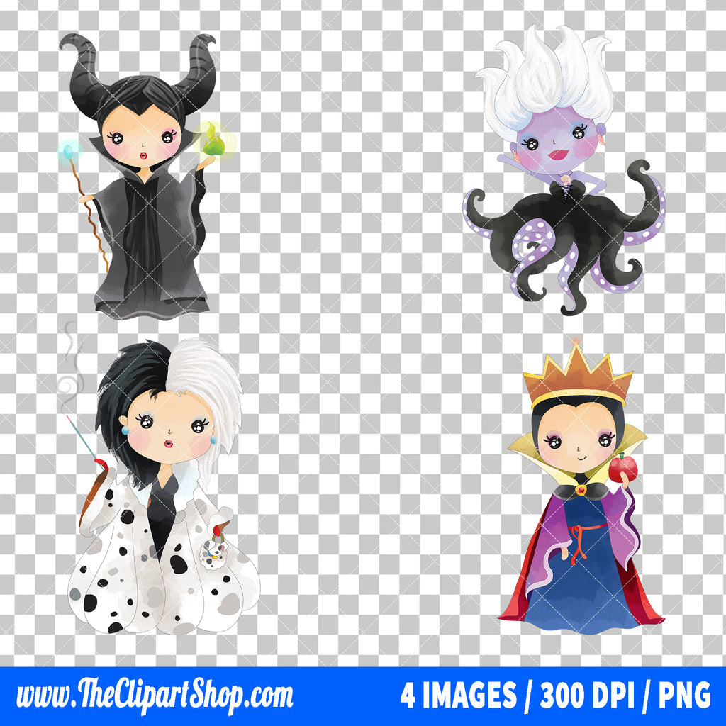 Disney Villains Clipart PNG Bundle