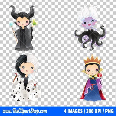 Disney Villains Clipart PNG Bundle