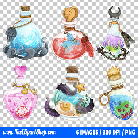 Disney Villains Potions Clipart PNG Bundle