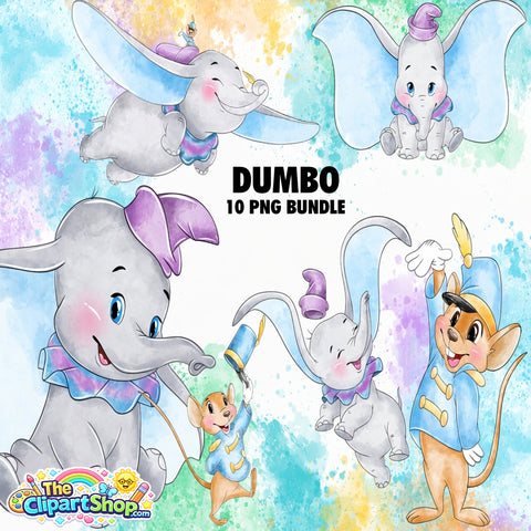 Dumbo Clipart PNG Bundle