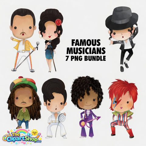 Famous Musicians Clipart PNG Bundle