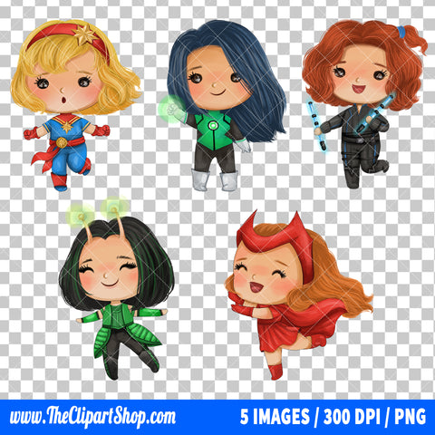 Female Superheroes Clipart PNG Bundle #3