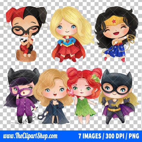 Female Superheroes Clipart PNG Bundle #4