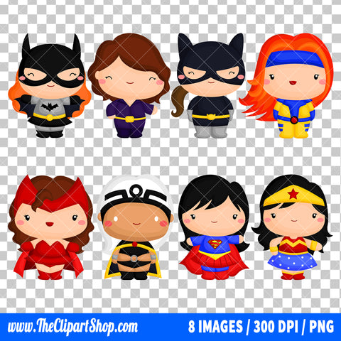 Female Superheroes Clipart PNG Bundle