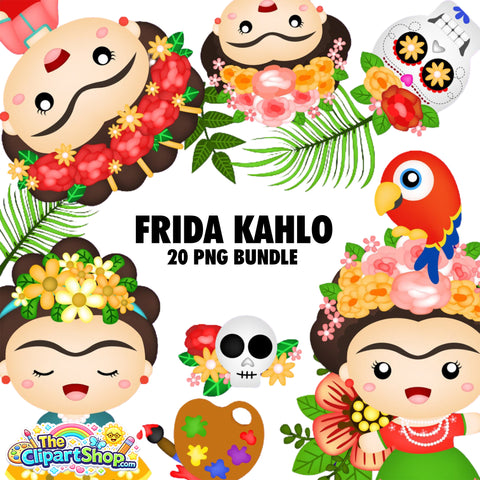 Frida Kahlo Clipart PNG Bundle