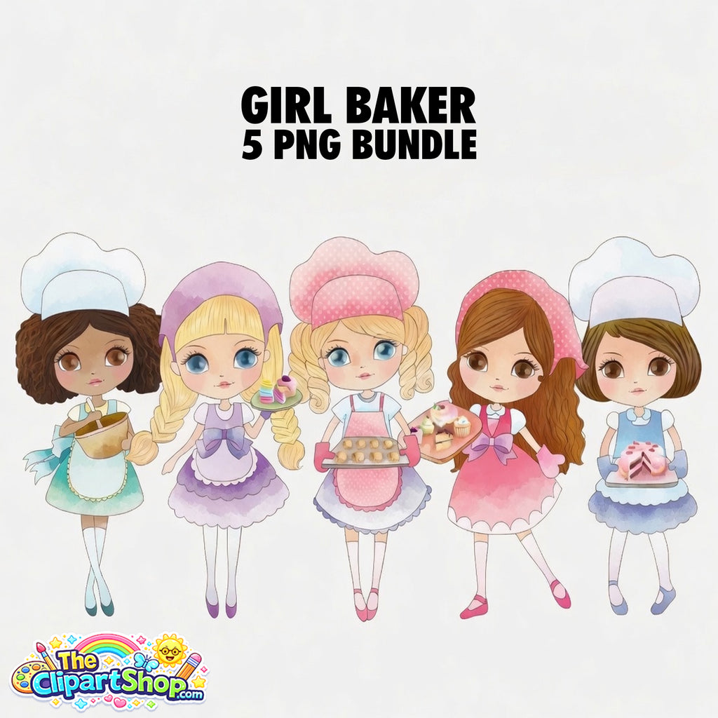 Girl Baker Clipart PNG Bundle