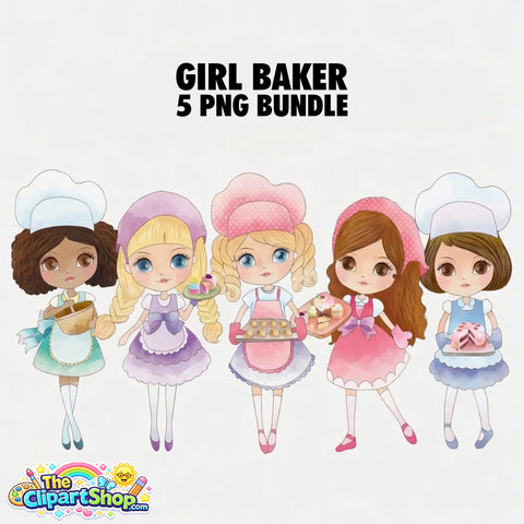 Girl Baker Clipart PNG Bundle