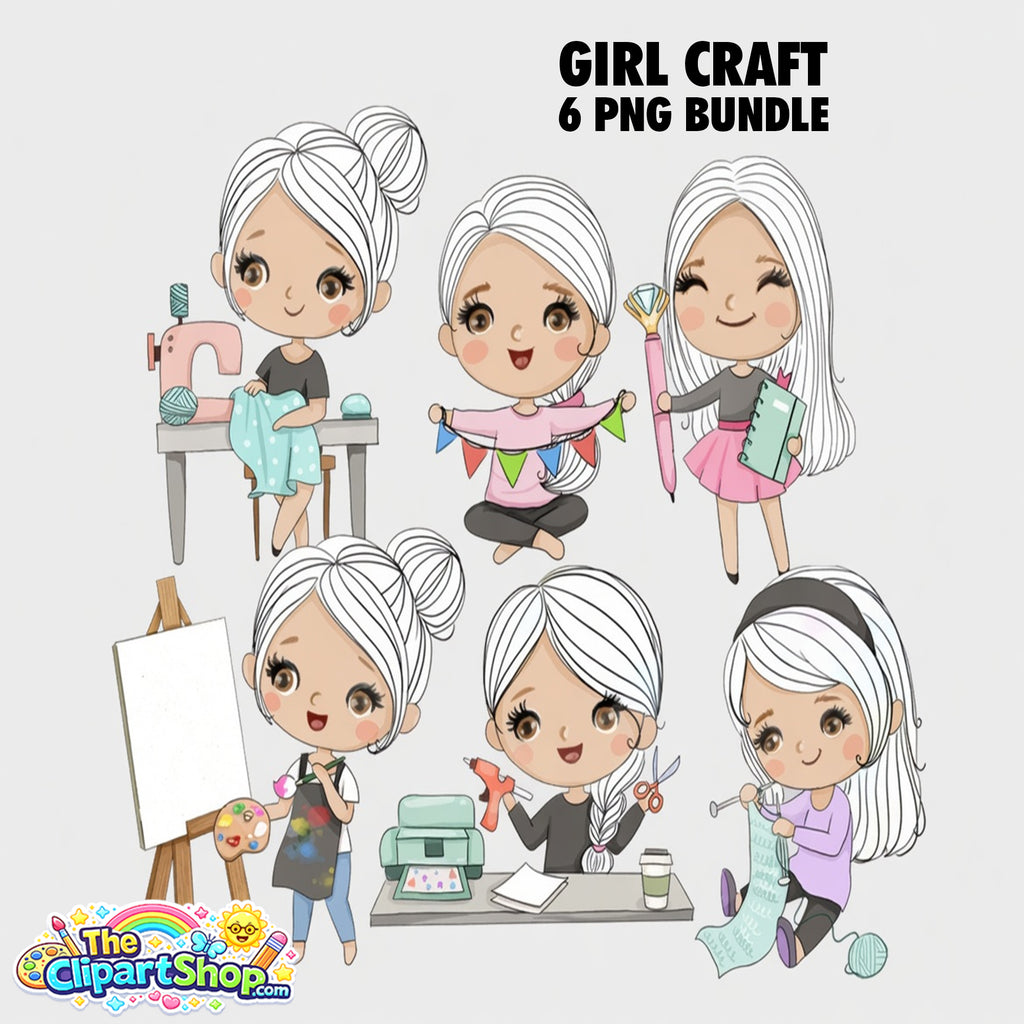 Girl Craft Clipart PNG Bundle