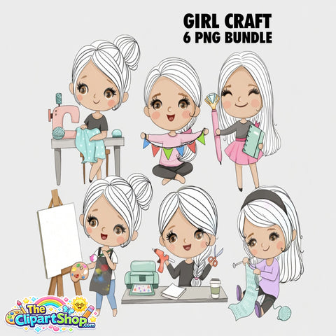Girl Craft Clipart PNG Bundle