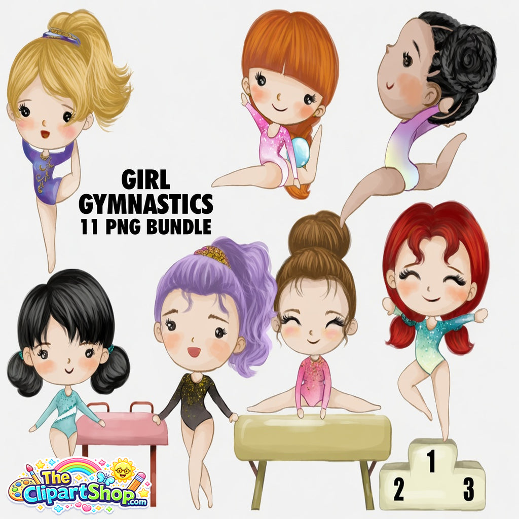 Girl Gymnastics Clipart PNG Bundle #2