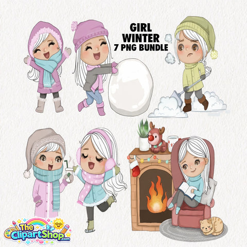 Girl Winter Clipart PNG Bundle #2