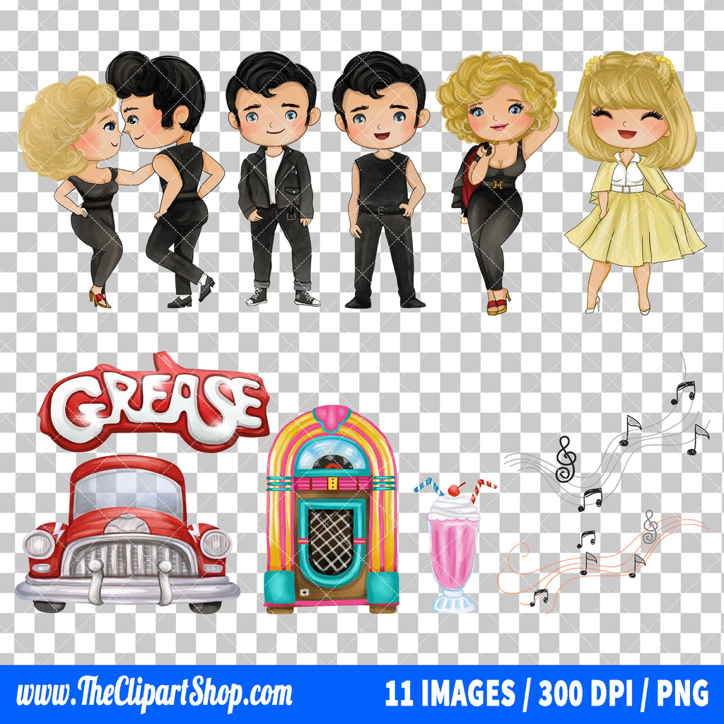 Grease Clipart PNG Bundle