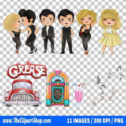 Grease Clipart PNG Bundle