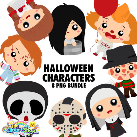 Halloween Characters Clipart PNG Bundle