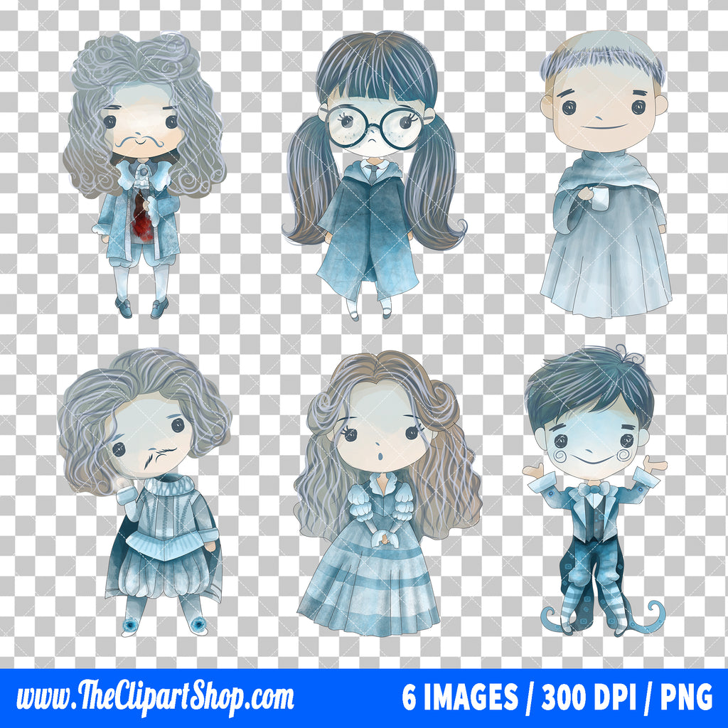 Harry Potter Hogwarts Ghosts Clipart PNG Bundle
