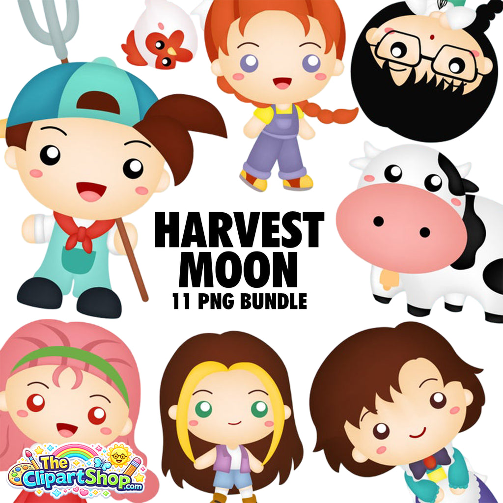 Harvest Moon Clipart PNG Bundle