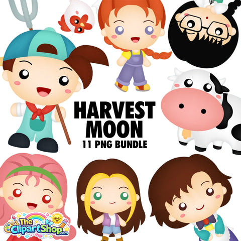 Harvest Moon Clipart PNG Bundle