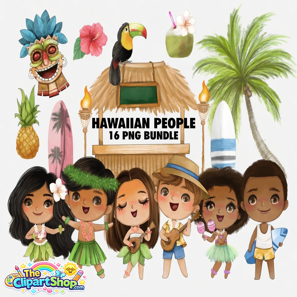 Hawaiian People Clipart PNG Bundle