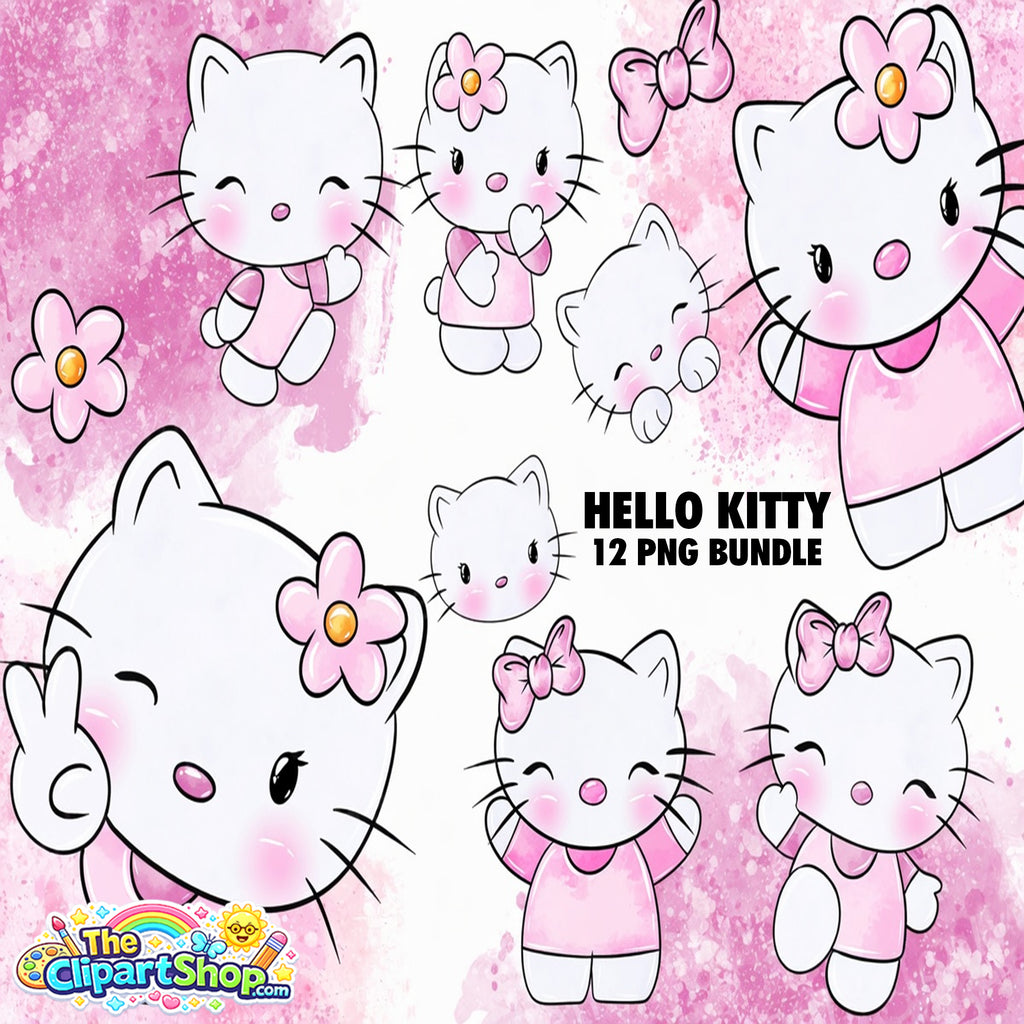 Hello Kitty Clipart PNG Bundle