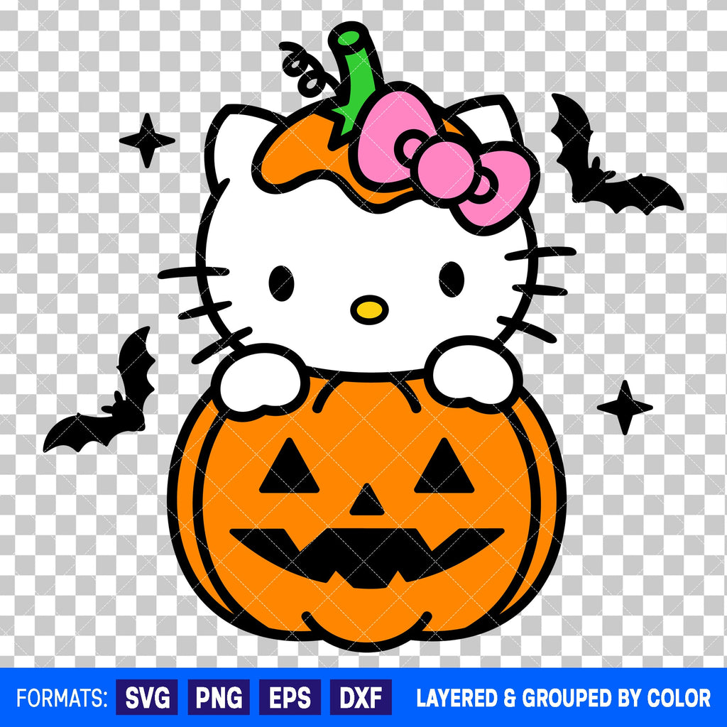 Hello Kitty Pumpkin Halloween SVG Cut File for Cricut and Silhouette