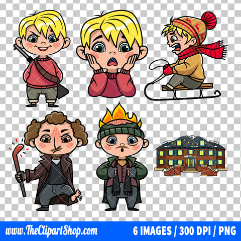 Home Alone Clipart PNG Bundle