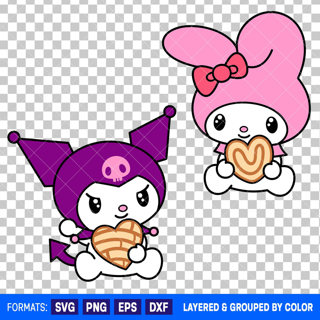 Kuromi And My Melody Conchas Bundle SVG Cut Files for Cricut and Silhouette