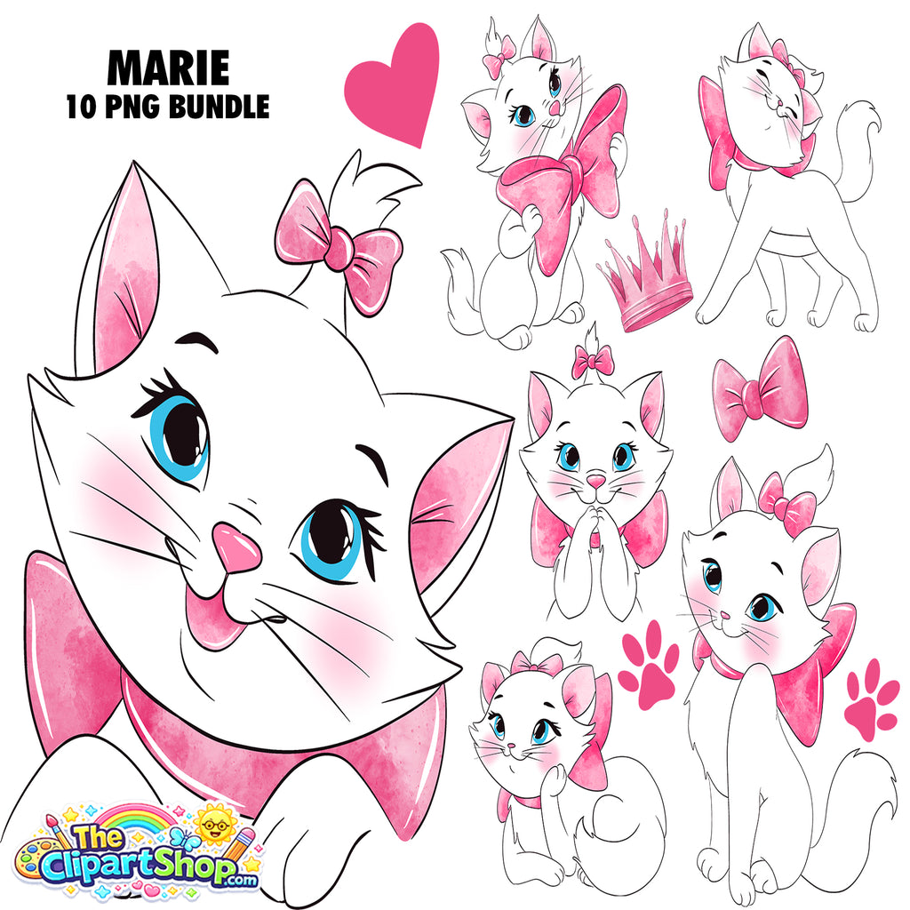 Marie The Aristocats Clipart PNG Bundle