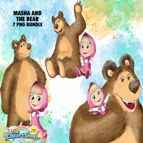 Masha and the Bear Clipart PNG Bundle