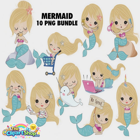 Mermaid Clipart PNG Bundle #2