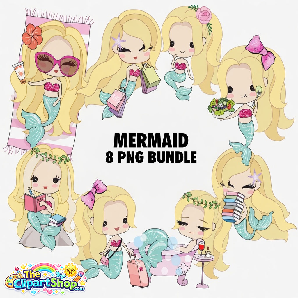 Mermaid Clipart PNG Bundle #3