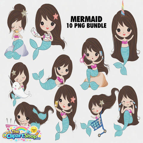 Mermaid Clipart PNG Bundle #4