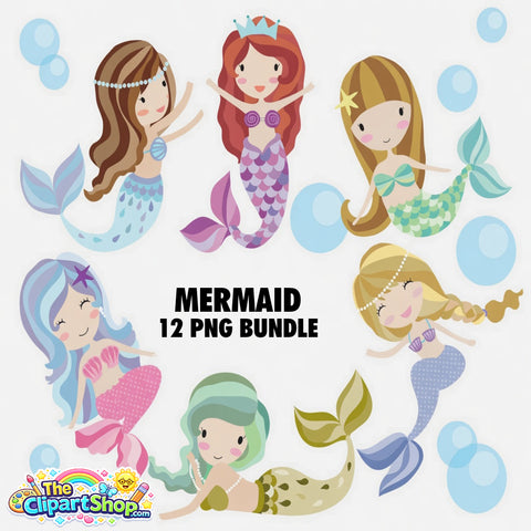 Mermaid Clipart PNG Bundle #5