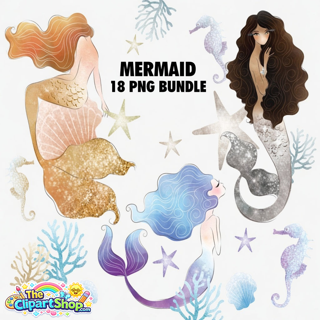 Mermaid Clipart PNG Bundle #6
