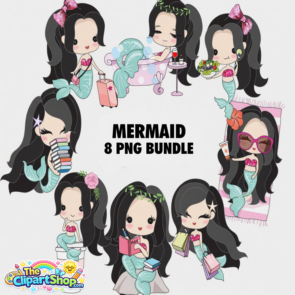 Mermaid Clipart PNG Bundle