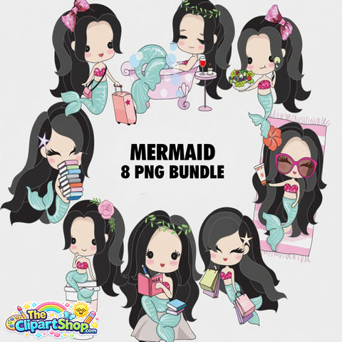 Mermaid Clipart PNG Bundle