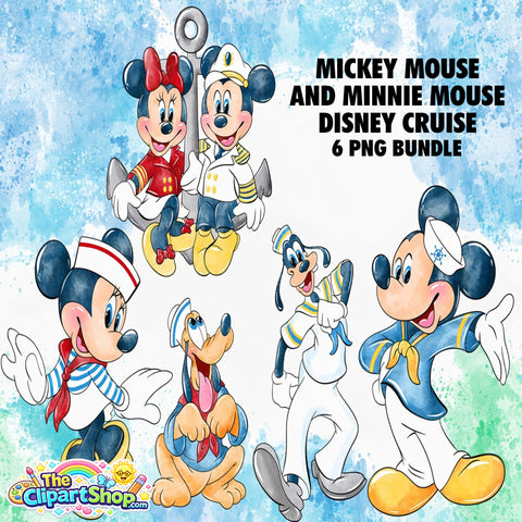 Mickey Mouse and Minnie Mouse Disney Cruise Clipart PNG Bundle #2