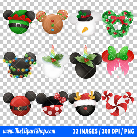 Mickey Mouse Christmas Clipart PNG Bundle