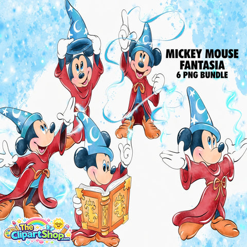 Mickey Mouse Fantasia Clipart PNG Bundle